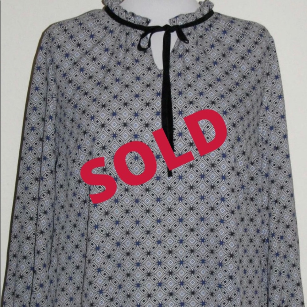 SOLD    🔴 ROZ & ALI Geometric Print Blouse 1X EUC